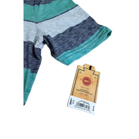 Urban Pipeline Tee Shirt Men's Medium Striped Blue Green Gray Vneck - Picture 4 of 7